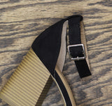 Sun + Stone Leoniee Ankle-Strap Platform Dress Sandals Black Microsuede 9M