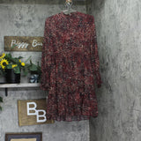 Taylor Womens Petite Long-Sleeve Chiffon Dress 3109P Crimson / Black 10P