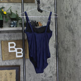 Cupshe Womens Square Neck Twist-Front One Piece Swimsuit Navy Blue S