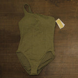 Michael Michael Kors Womens Crochet One Shoulder One Piece Safari Green 14