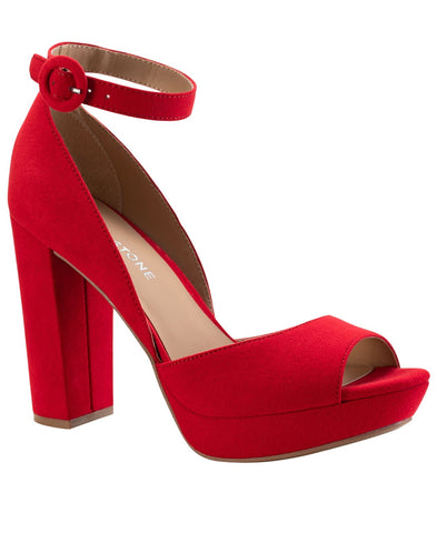 Sun + Stone Reeta Block-Heel Open Toe Micro Suede Platform Sandals New Red 10M