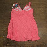 Swim Solutions Womens Textured Tie-Front Swimdress One Piece Guava Pink 18