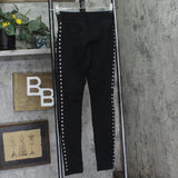 Bar III Womens Ponte Elastic Waist Studded Pull On Dress Pants Black XS