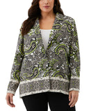 ELLA Rafaella Size Unlined Paisley Print Blazer Jacket String Black Multi 3X