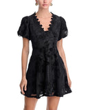 Aqua Womens Lace Puff Sleeve Mini Dress IDM12303 Black M