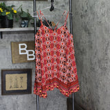 Teeze Me Juniors Spaghetti Strap Tribal Bandeau Dress Fire Red Multi S