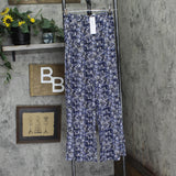 Ny Collection Womens Knit Petite Wide Leg Pull On Pants Navy Abstract Blue ps