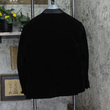 Gito Vitale Slim Fit Velvet Shawl Lapel Unhemmed Tuxedo Suit Set Black 46S / 40W