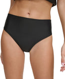 DKNY Womens Classic Mid Rise Bikini Bottoms Swim DIMBS350 Black 2XL