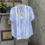 Coniglio Palm Beach Linen Blend Short Sleeve Shirt Wiggle Blue