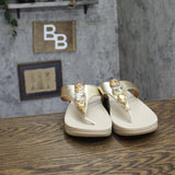 Fitflop Womens F-Mode Bejewelled Toe-Post Slip-On Thong Sandals Platino Gold 10M