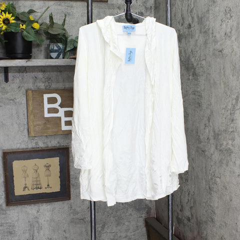 Soft & Cozy Womens Cool Luxe Knit Embroidered Hooded Cardigan Pearl White L