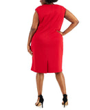 Kasper Womens Plus Size Split-Neck Ponte-Knit Sheath Dress 10853747