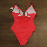 Bar III Womens V-Wire Plunge-Neck One-Piece Swimsuit MBDD25248 Bright Rose Red L