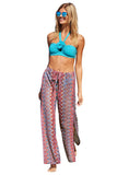 Becca Womens Sundown Crochet Split-Leg Cover-up Pants Fire Pool Purple Multi M