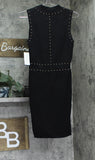 Guess Womens Sleeveless Studded Veronika Bodycon Knit Sweater Dress Jet Black L