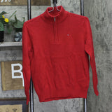 Tommy Hilfiger Boys Pullover 1/4 Zip Knit Sweater Red M