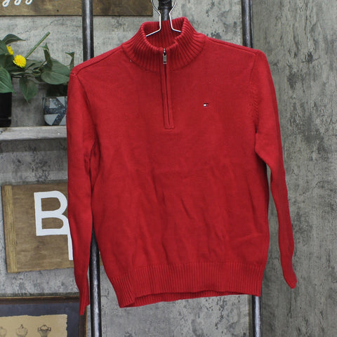 Tommy Hilfiger Boys Pullover 1/4 Zip Knit Sweater Red M