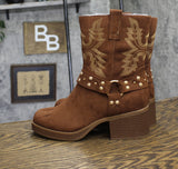 Sun + Stone Womens Norahh Moto Midshaft Bootie Russet Microsuede Brown 8.5M