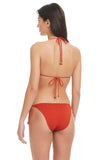 Red Carter Womens Classic Beaded Triangle Bikini Top Swim Ember Orange Brown M