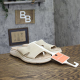 Easy Spirit Amari Sporty Flat Slide Sandals SEAMARI2-H Beige Gold Lurex 7M