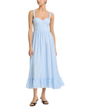Aqua Womens Gingham Bustier Midi Dress IDO14186 Blue / White XS