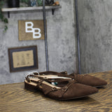 A New Day Twiggy Multi Buckle Mini Heel Flats 94303761 Brown 9M