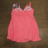 Swim Solutions Womens Textured Tie-Front Swimdress One Piece Guava Pink 18