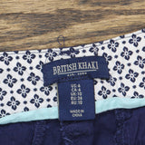 British Khaki Womens Embroidered Shark Stretch Shorts 1670585bd681f3 Navy Blue 6
