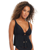 Bar III Womens Day Club Ombre Tunnel Fly Away Tankini Top Swim Black XS