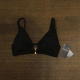 Lauren Ralph Lauren Womens Beach Club Solid Macrame Ring Top Bikini Black 10