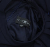 Betsy & Adam Womens Ruffled Halter Velvet-Trim Sheath Dress A26692 Navy Blue 14