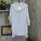 Raviya Womens Plus Size Striped Tunic Shirt Swim Cover-Up Blue / White 1X