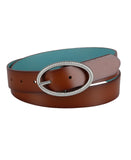 Levi's Womens Two-in-One Twisted-Buckle Reversible Belt 1.25 in. Tan / Blue XL
