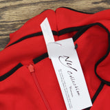 Ny Collection Womens Plus Size Short Sleeve Piped Detail Dress Red / Black 1X