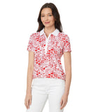 Tommy Hilfiger Womens Short Sleeve Floral Polo Shirt Scarlet Multi Red S