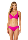 Anne Cole V Wire Elongated Underwire Top Swim Bikini Hibiscus PInk 32D / 34DD