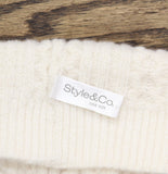 Style & Co. Womens Solid Cable Knit Beanie with Pom SC1542501 Ivory Off White