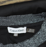 Calvin Klein Womens Lurex Collar Woven Long Sleeve Top Black Multi XS