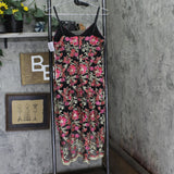 Siena Floral Embroidered Mesh Scalloped Hem Bodycon Midi Dress Black / Multi 4