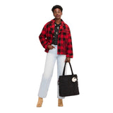 Woolrich X TGT Check Melton Full Zip Chest Flap Winter Jacket Black / Red L