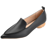 Journee Collection Womens Maggs Faux Wood Block Heel Loafers MAGGS Black 7.5M