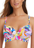 Bleu by Rod Beattie Convertible Cross-Back Bikini Swim Top White / Multi 34DD
