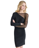 DKNY Womens Asymmetrical Sweater Mesh Sleeve Dress DD4HNC35 Black M