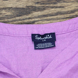 Splendid Womens V-Neck Linen Blend Cap Sleeve Blouse Shirt Top Lilac Purple L