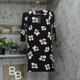 Tommy Hilfiger Womens Knit 3/4 Sleeve Floral Dress Black Multi 2P