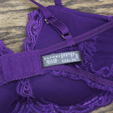 Natori Womens Feathers Lace Contour Underwire Plunge Bra Allium Purple 34DD