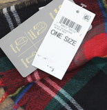 Style & Co. Womens Tartan Plaid Scarf Fringe Rectangle Fuzzy Black Red Multi