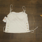 Michael Michael Kors Womens Side Tie Grommet Tankini Top Swim MM30322 White S