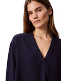 Calvin Klein Womens Woven Relaxed V-Neck Blouse 44B952G Baritone Blue S